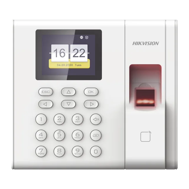 Reloj checador Hikvision DS-K1A8503 de huella digital con batería de respaldo