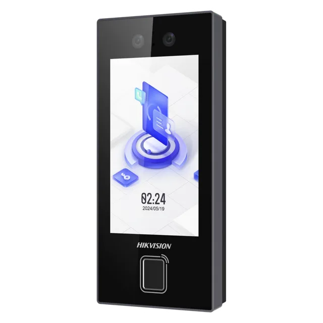 Reloj checador Hikvision MinMoe DS-K1T344 de reconocimiento facial, huella digital y tarjeta MIFARE